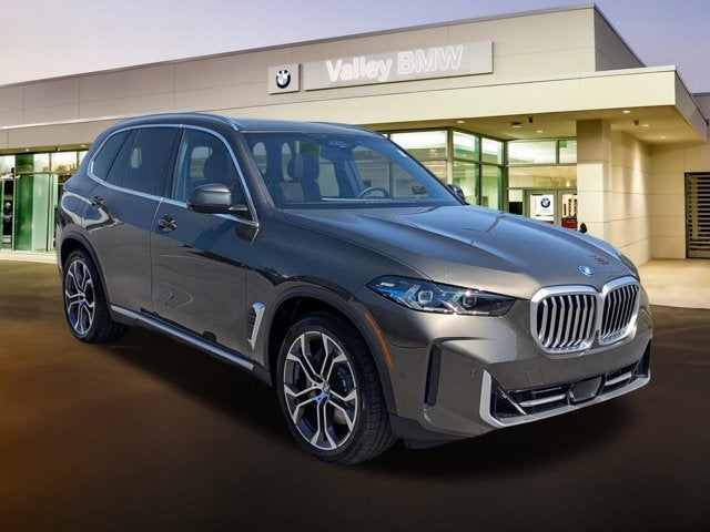 2026 BMW X5 xDrive50e in Manhattan Green Metallic — front three-quarter view